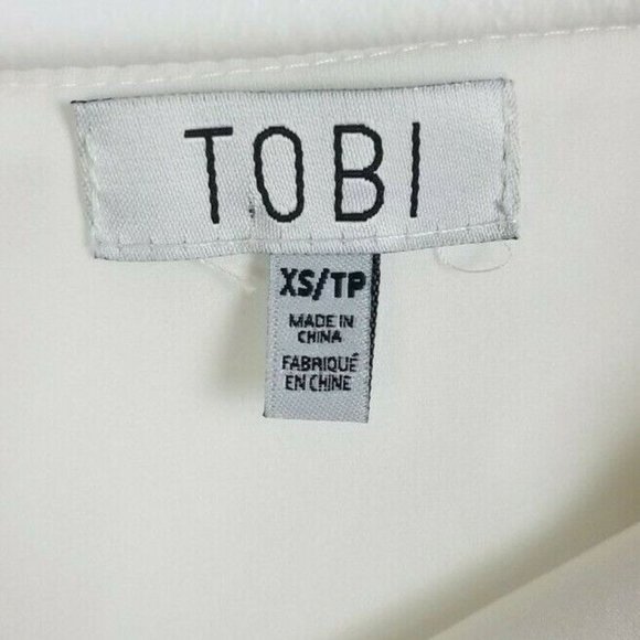 Tobi Sz. XS Claire Color Block Shift Dress Ivory/Black Backless W/ Front Pockets - Picture 5 of 10